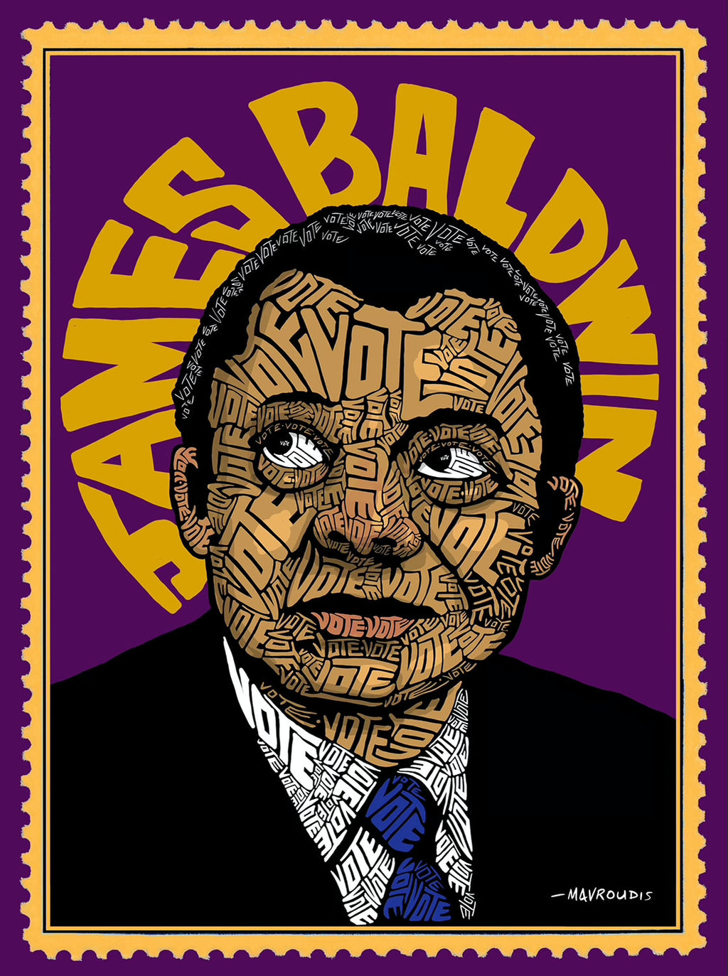 James Baldwin "Vote" Print by John Mavroudis - Adele Gilani Art Gallery
