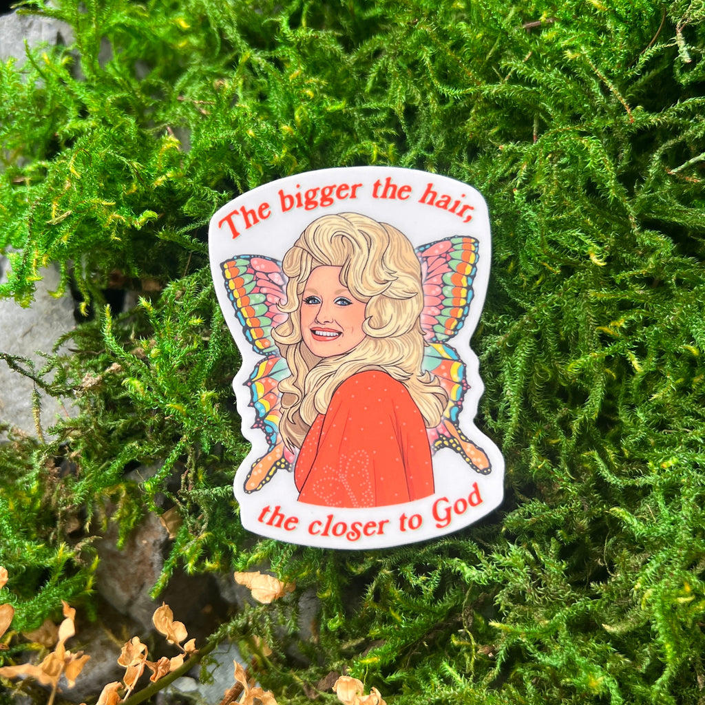 Dolly Bigger the Hair Die Cut Sticker - Adele Gilani Art Gallery