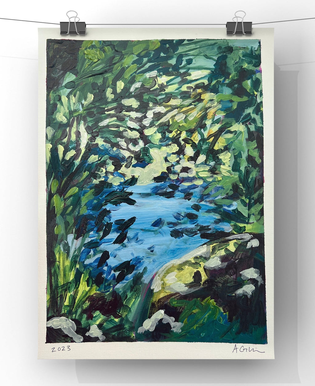 Lake Temescal- Painting Study 2 - Adele Gilani Art Gallery