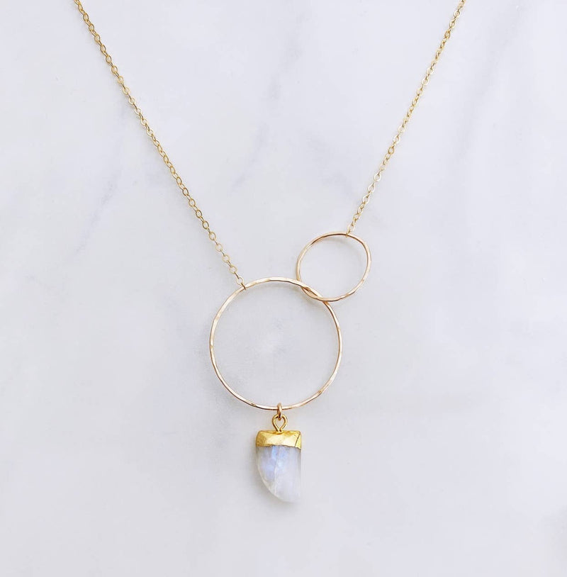 Moonstone double circle necklace - Adele Gilani Art Gallery