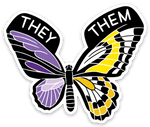 Non-Binary Butterfly Die Cut Sticker - Adele Gilani Art Gallery