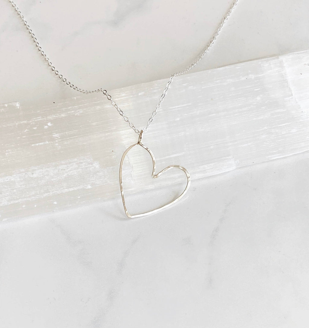 Sideways Heart Necklace-sterling silver - Adele Gilani Art Gallery